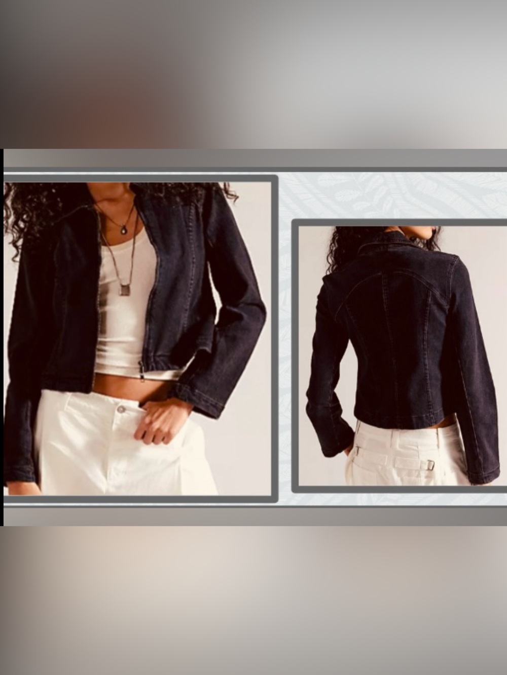 We The Free River Black Distressed Cropped/Fitted Denim Jacket: Small